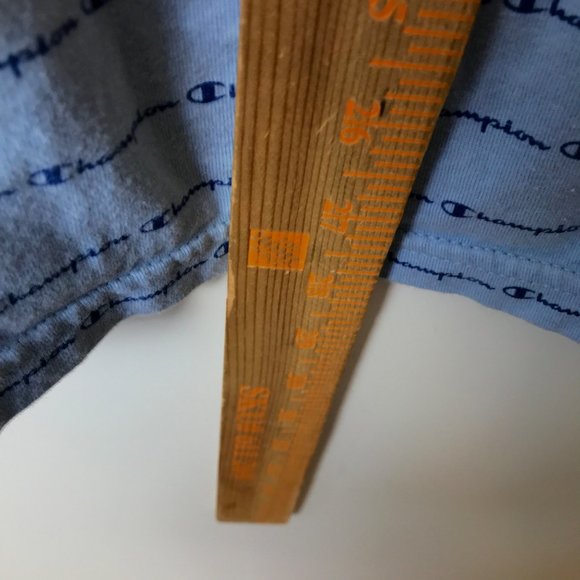 Champion All Over Print T Shirt Graphic Tee Short Sleeve Cotton Logo Blue Large - Picture 6 of 7